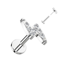 Piercing Labret Eclair avec strass en Titane