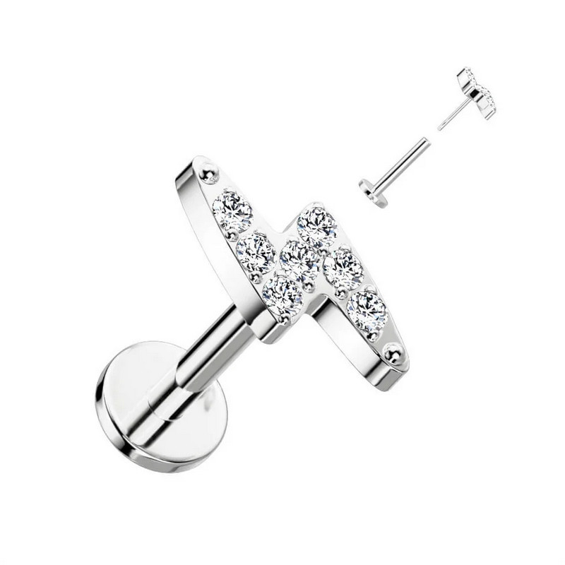 Piercing Labret Eclair avec strass en Titane Piercing Labret Eclair avec strass en Titane