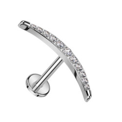 Piercing Labret arqué avec zircons griffés en Titane