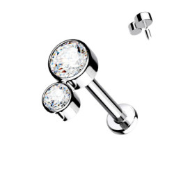 Piercing Labret Double zircons griffés en Titane