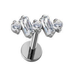Piercing Labret avec zircons en formes géométriques en Titane