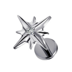 Piercing Labret Etoile filante avec zircon en Titane