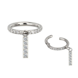 Piercing Anneau Clicker serti de zircons avec pendentif éclatant en Titane