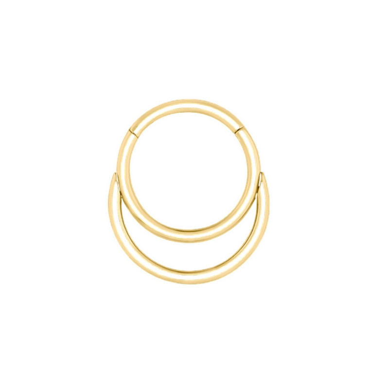 Piercing Anneau Clicker double cercle en Titane PVD Gold Piercing Anneau Clicker double cercle en Titane PVD Gold