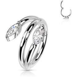 Piercing Anneau Clicker double éclat avec zircons marquise en Titane