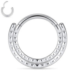 Piercing Anneau Clicker double orné de rivets pyramidaux en Titane