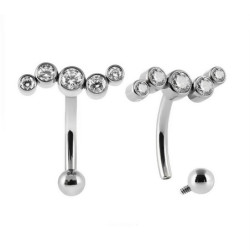 Piercing Barbell courbé vague à strass étincelants en Titane