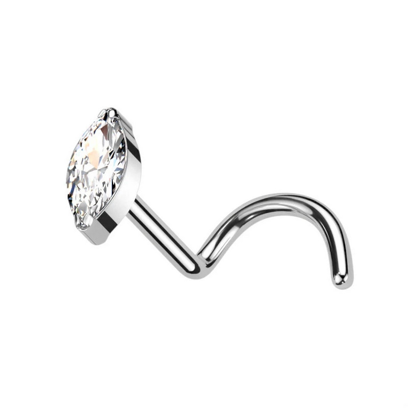 Piercing nez stud marquise sertie de zircon en Titane Piercing nez stud marquise sertie de zircon en Titane