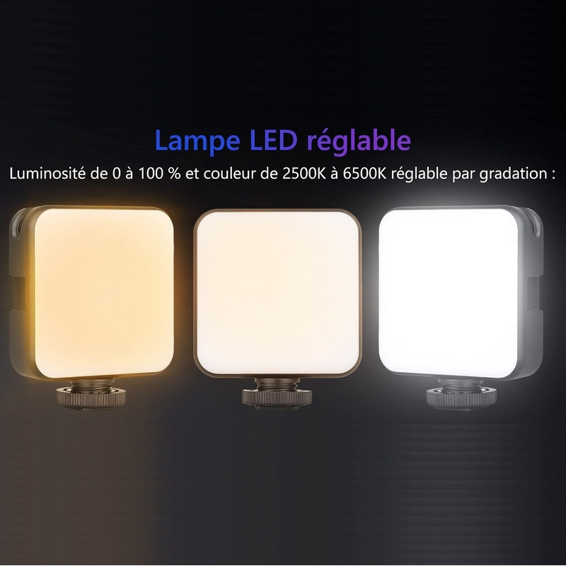 Mini Lampe LED Réglable et Rechargeable 2500K-6500K
