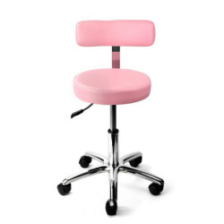 Tabouret professionnel rose avec dossier