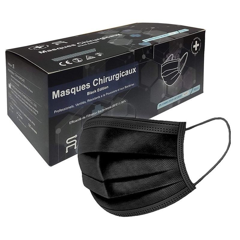 Masque Chirurgical noir par 50 Masque Chirurgical noir par 50