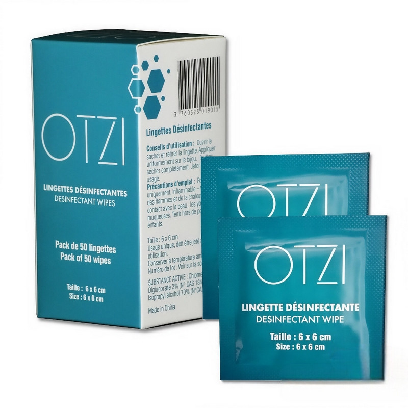 Lingettes désinfectantes pour bijoux piercing OTZI PIERCING par 50 Lingettes désinfectantes pour bijoux piercing OTZI PIERCING par 50