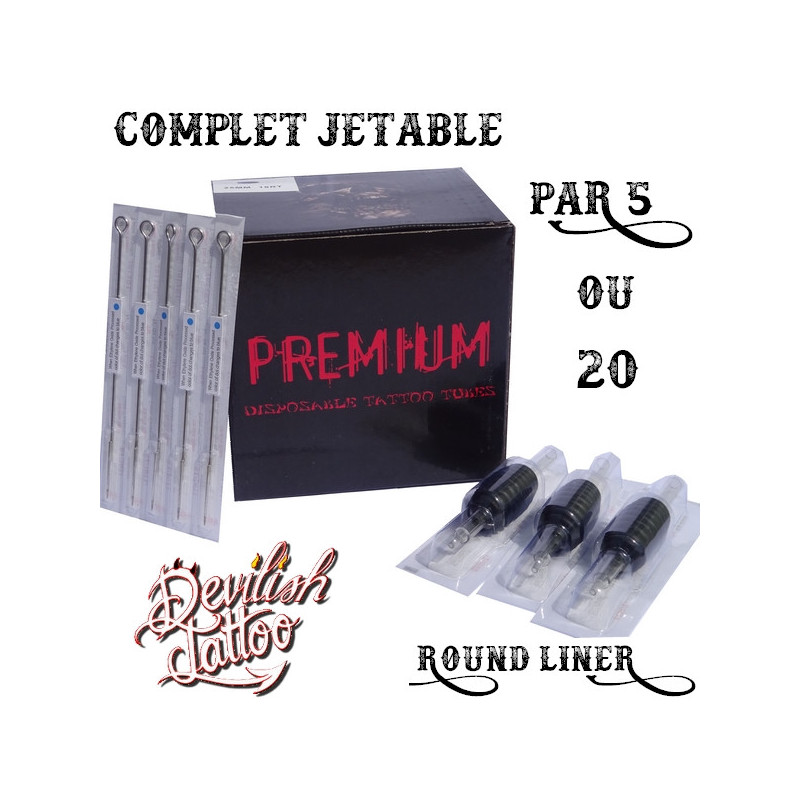 Set complet jetable tube + aiguilles - Round Liner - Par 5 ou 20 Set complet jetable tube + aiguilles - Round Liner - Par 5 ou 20