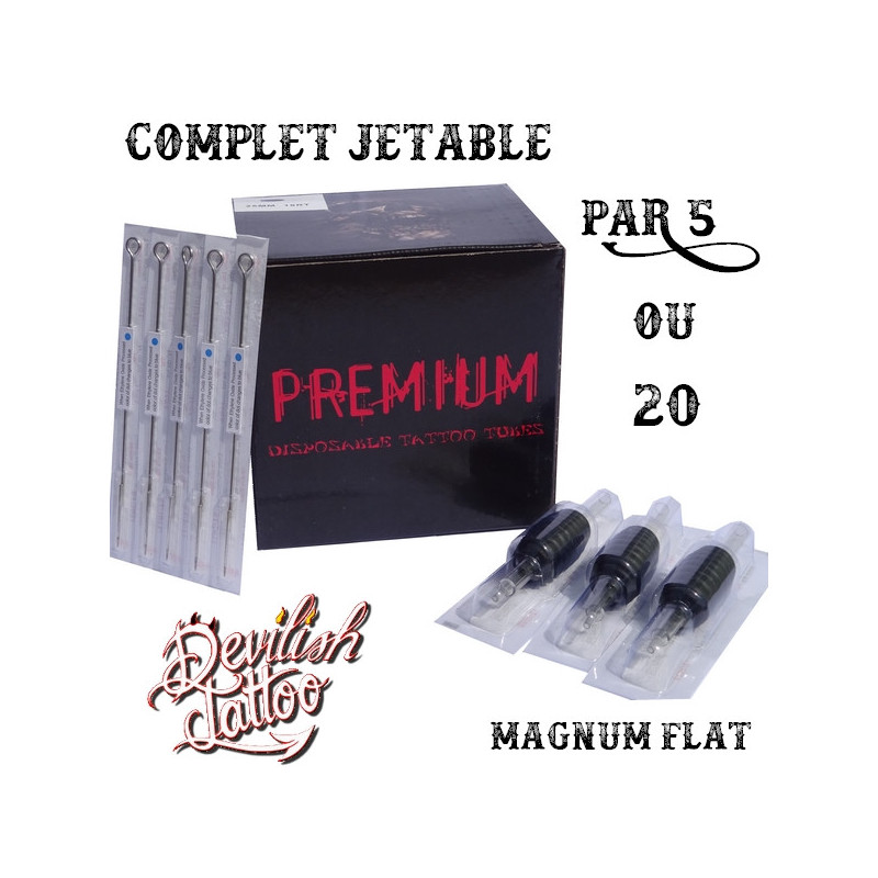 Set complet jetable tube + aiguilles - Magnum Flat - Par 5 ou 20 Set complet jetable tube + aiguilles - Magnum Flat - Par 5 ou 20