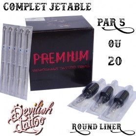 Set complet jetable tube + aiguilles - Round Liner - Par 5 ou 20