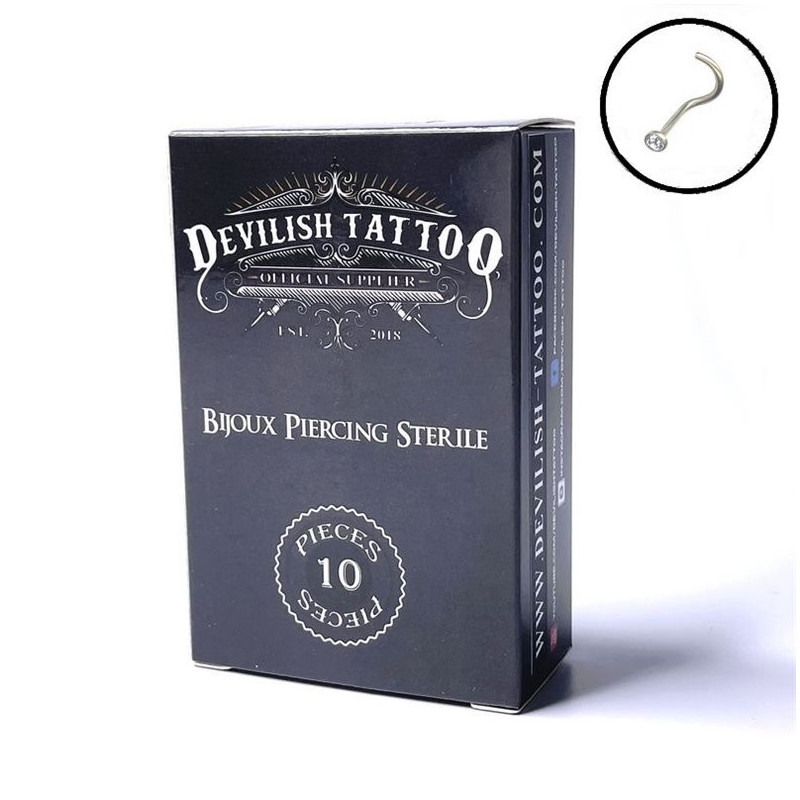 Piercing stérile NEZ Titane F136 Strass Devilish x 10 Piercing stérile NEZ Titane F136 Strass Devilish x 10