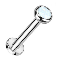 Piercing Labret avec opale blanche en Titane