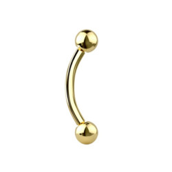 Bijou stérile piercing BARBELLS courbé en Titane PVD Gold