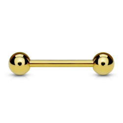 Bijou stérile piercing BARBELLS droit en Titane PVD Gold