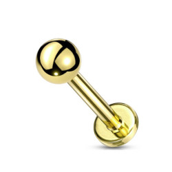 Bijou stérile piercing LABRET en Titane PVD Gold