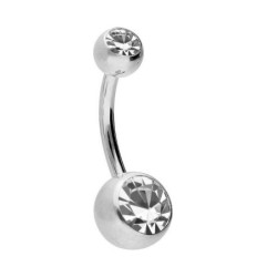 Bijou stérile piercing BANANE Nombril Double Strass en Titane