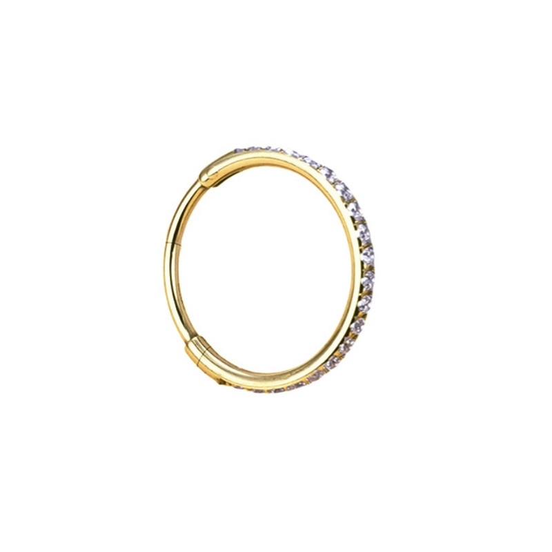 Piercing Anneau Clicker orné de strass en Titane PVD Gold