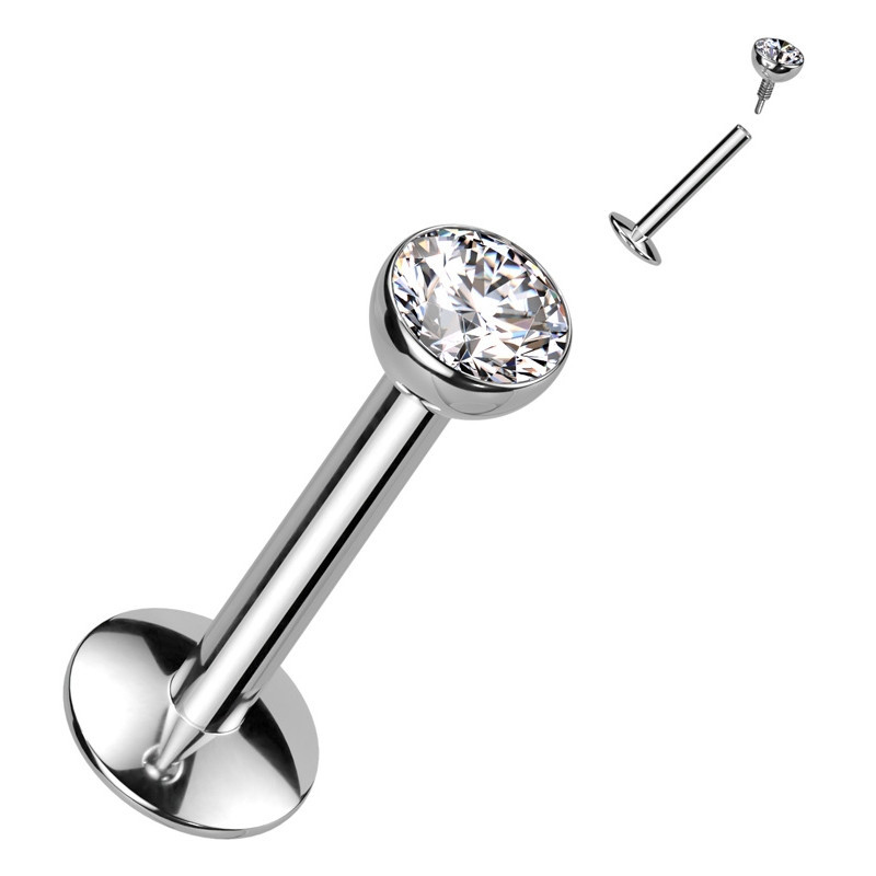 Piercing Labret avec cristal en Titane Piercing Labret avec cristal en Titane