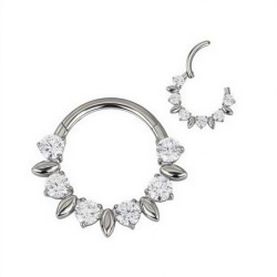 Piercing Anneau Clicker ornement luxueux avec zircons taillés en Titane