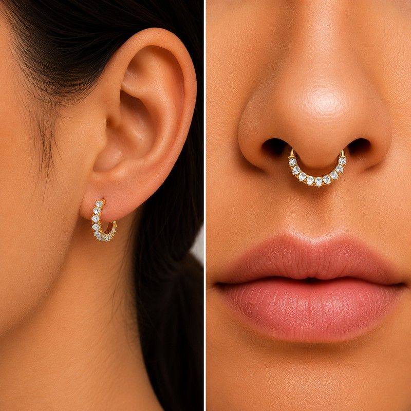 Piercing Anneau Clicker PVD Gold Drops Crown 2