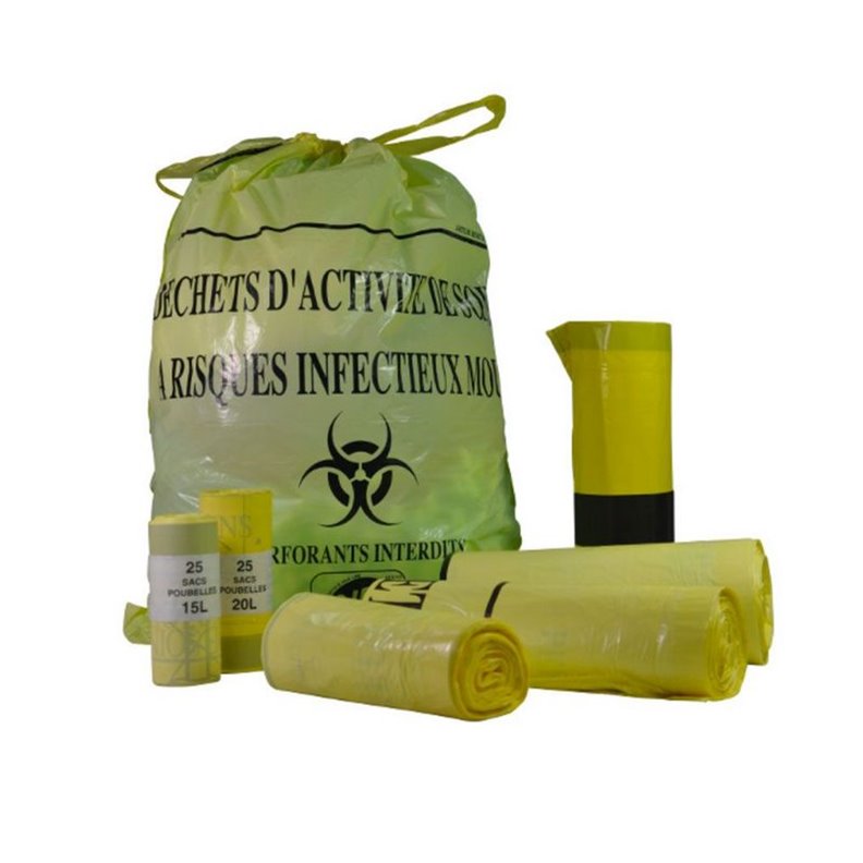 Sac poubelle jaune pour DASRI - 15, 30 ou 50L - Par 25