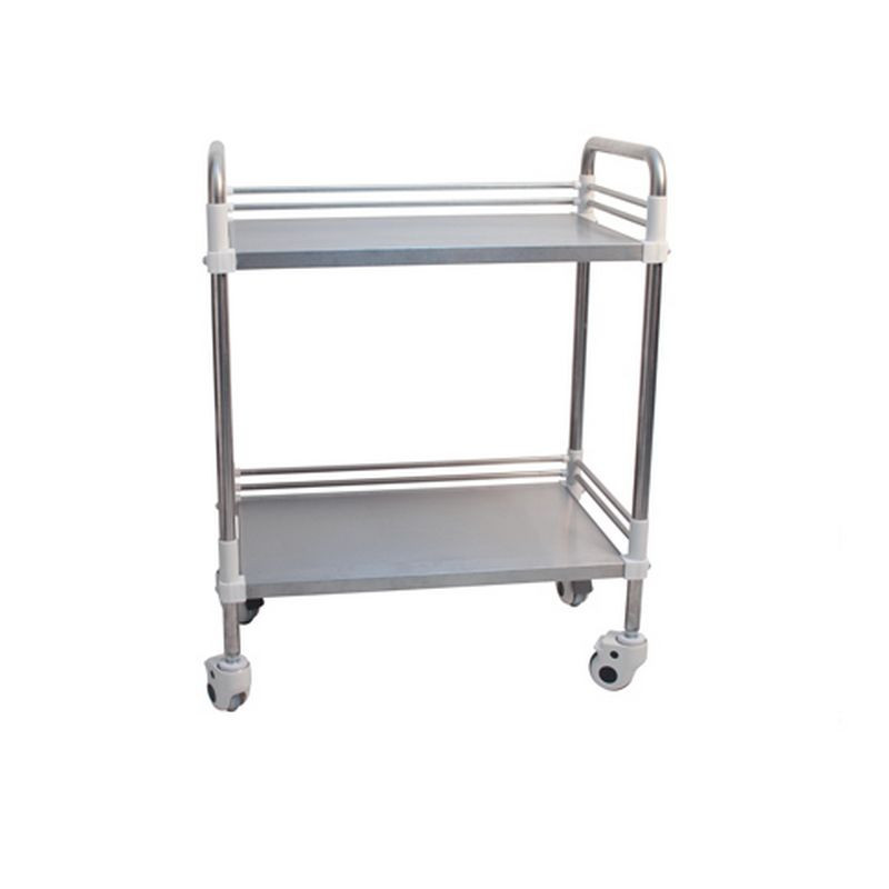 Servante en Inox sur roulettes - 2 plateaux Servante en Inox sur roulettes - 2 plateaux