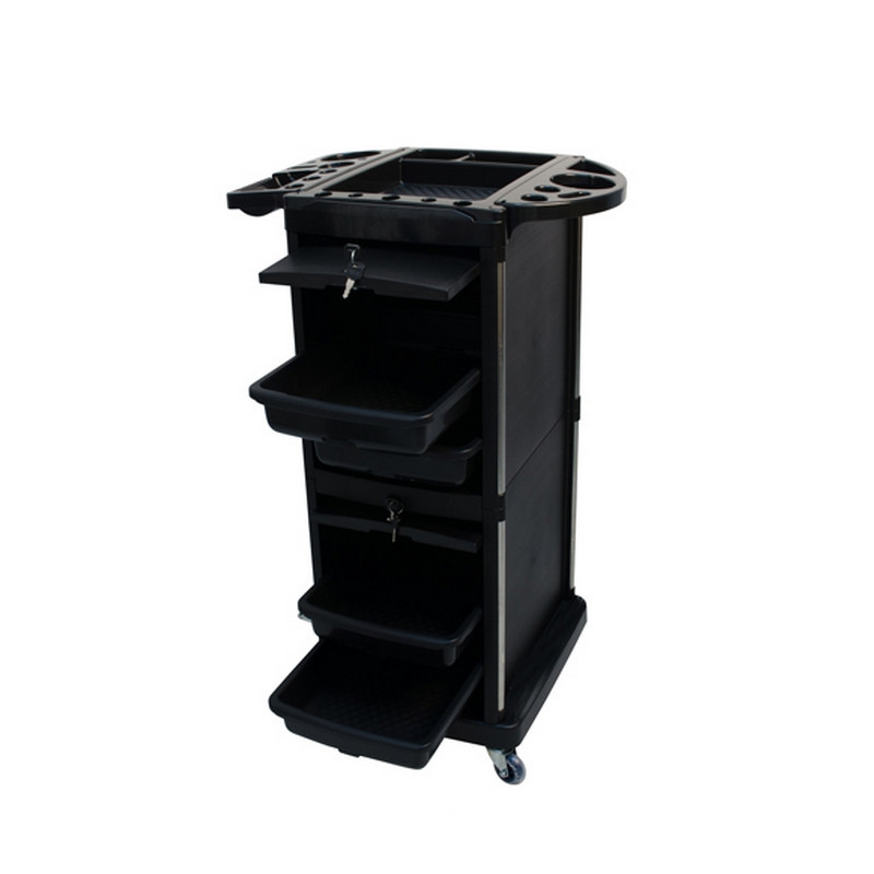 Desserte noire sur roulettes - 4 plateaux Desserte noire sur roulettes - 4 plateaux