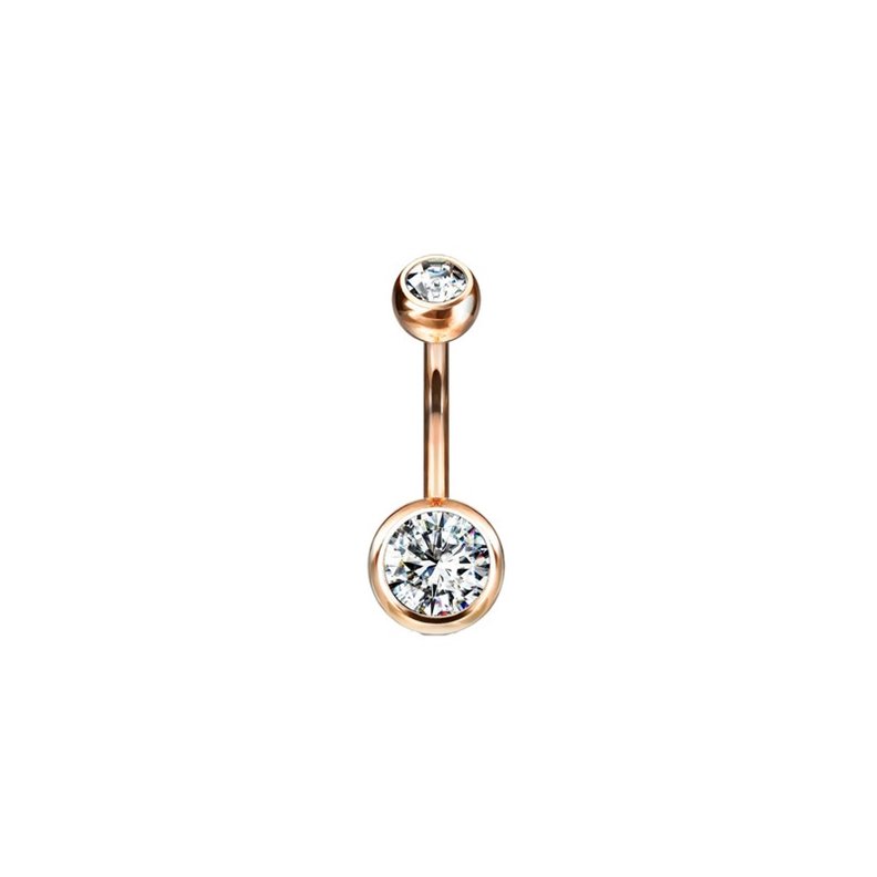 Bijoux piercing Nombril Double strass Or Rose 316L Crystal