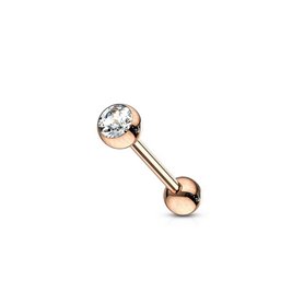 Bijoux piercing Barbells avec strass Or Rose 316L crystal