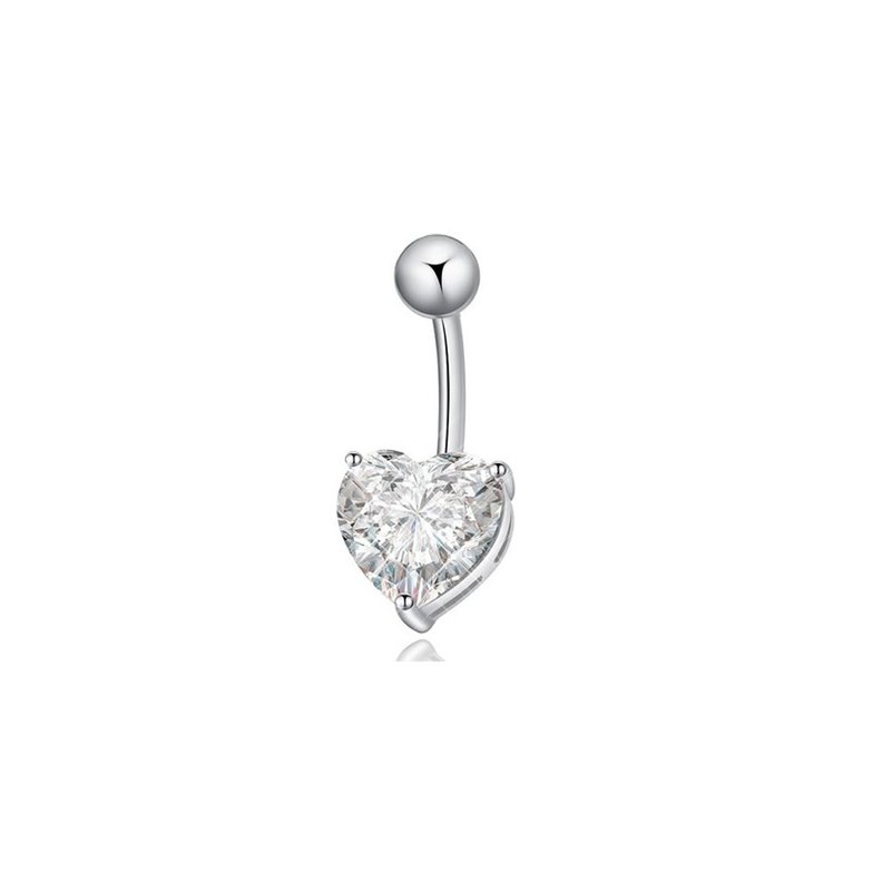 Bijou piercing Nombril Pendentif Coeur Cristal En acier chirurgical
